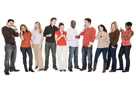 People using cell phones   Original Filename: people cell phones.jpg